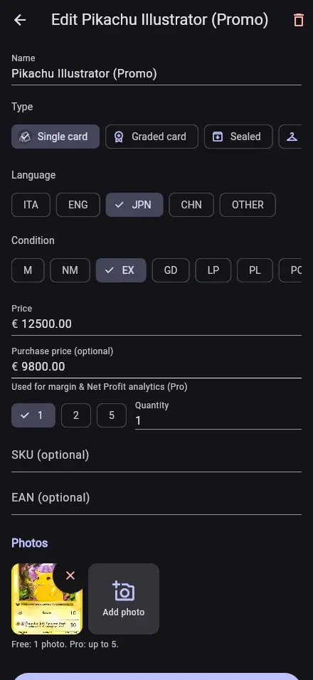 Add a new product without leaving the till — Vendor Vault (dark)