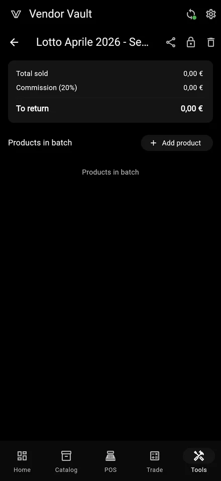 Vendor Vault consignor batch share screen on iPhone